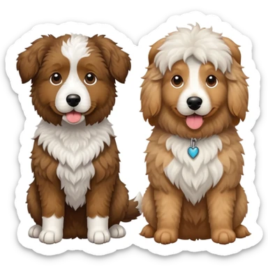 2 dogs, one is a light brown Aussie doodle. the other is a All black Berenedoodle with white eyebrows . Make both same size sticker