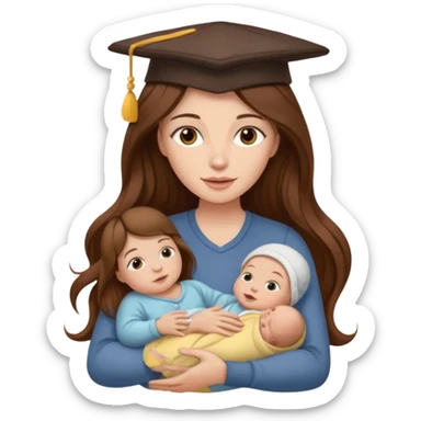 "Woman with long brown hair and fair skin holding a baby who is wearing a hat and has fair skin — only the baby is wearing the hat." sticker