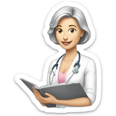 Posh-Radiologist-performing-breast-mammography-to-leni-klum sticker