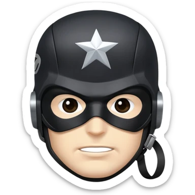 captain america face with black mask and black helmet sticker