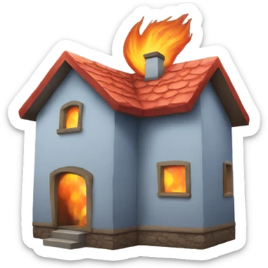 home with a heart and fire sticker