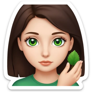 brunette girl with green eyes and moles sticker