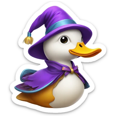 Duck with wizard hat sticker