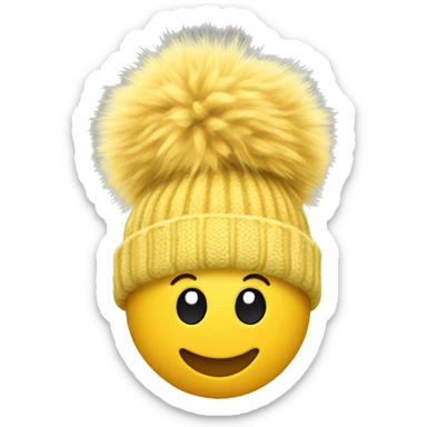 Yellow wooly hat with bobble on its own sticker