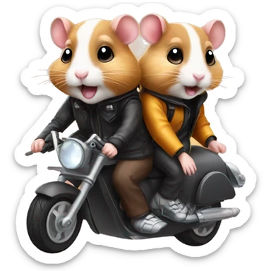 Two hamsters riding on motorbike sticker