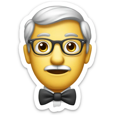 Create a smart, witty emoji with a mischievous expression, glasses or a monocle, and a playful touch like a bowtie. Keep it minimalistic and unique. sticker