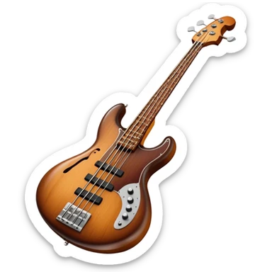 Cinematic Realistic Bass, deep polished wood with rich grain, thick taut strings stretching across its curved body, subtle warm lighting emphasizing its form, glowing with depth and powerful musical resonance. sticker