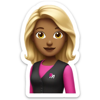 blonde t mobile employee, black and pink outfit sticker