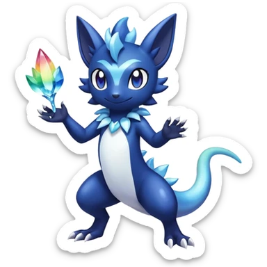 Rainbow crystalic Shiny pastel Salandit-Meowstic-Noibat-Fakémon-hybrid-creature (full body)  sticker
