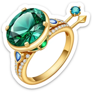 Create a bright and eye-catching emoji symbolizing jewelry craftsmanship and the art of making jewelry. Include a sparkling gemstone, a delicate ring, and tools like a hammer or chisel. The design should be elegant, with fine details and a luxurious feel, representing the precision and artistry of jewelry making. Use vivid colors like gold, silver, and deep jewel tones for the gemstone. Ensure the icon has a transparent background. sticker