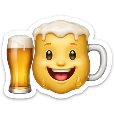 Yellow drooling face emoji with beer glass sticker