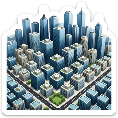 a top view of the city with many buildings as same   sticker
