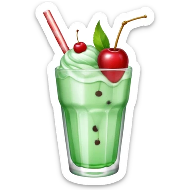 ice cream light green soda on a glass with ice cherry on top sticker