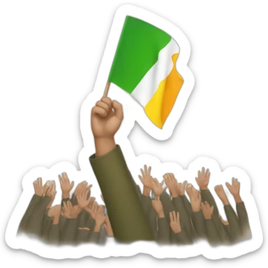 A hand raised a Kurdish flag sticker