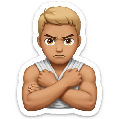 arms crossing around the neck angry sticker