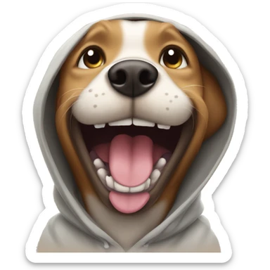 Dog laughing in hoodie sticker