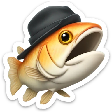 Fish head wearing a hat sticker