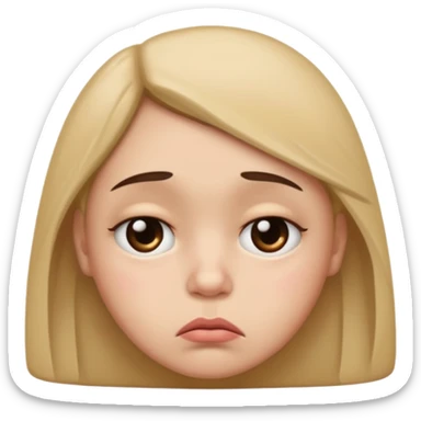 sad face with a big pouty bottom lip, and sad eyes sticker