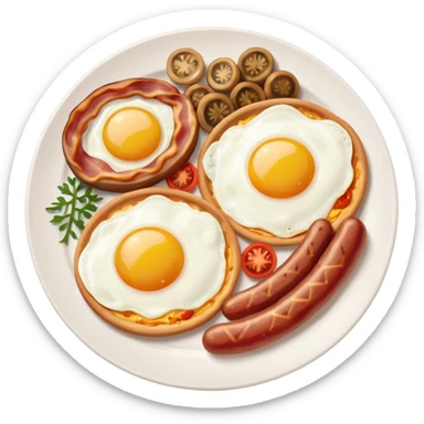 English Breakfast: Plate with eggs and bacon













 sticker