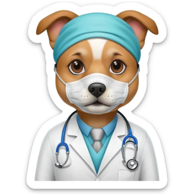 doctor dog Wearing Medical Mask sticker