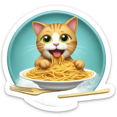 Cat eating spaghetti  sticker