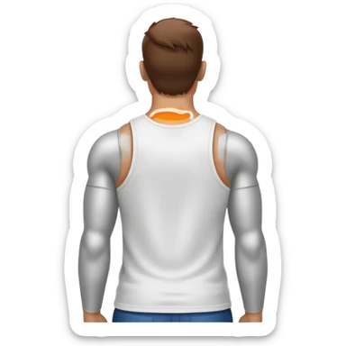 A person with a big back sticker