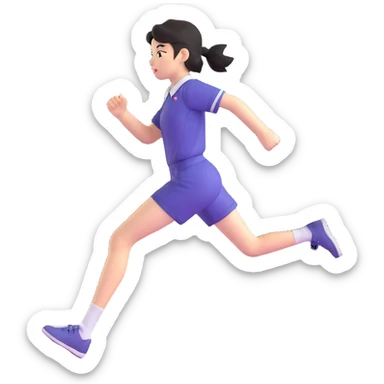 Japanese female high school student in PE uniform running on track sticker