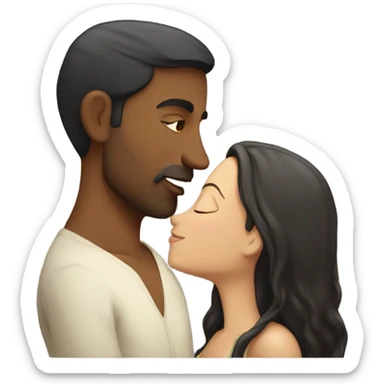 Indian man kissing white brunette girl sticker