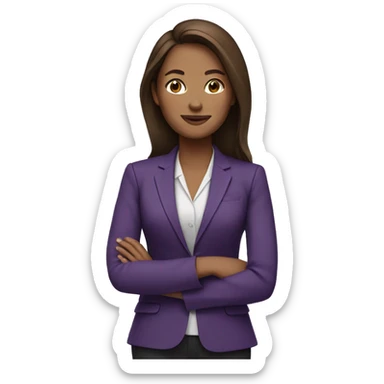 business woman with brown hair in purple blazer sticker