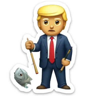 Donald Trump fishing with a fishing pole sticker