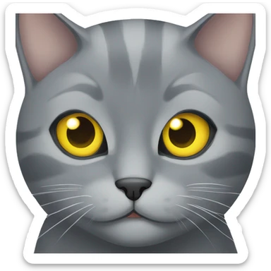 A grey cat with yellow eyes sticker