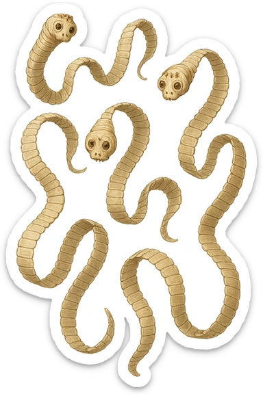 sei parassiti come la tenia fluttuano in aria sticker