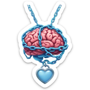 Brain bound in chains and heart locket sticker
