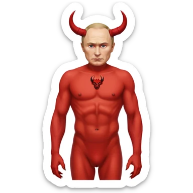 Putin as a devil, full body, detailed devil features sticker