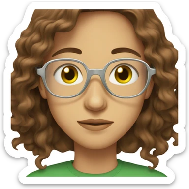 Long brown hair 30 year old with green eyes in clear octagonal frames sticker