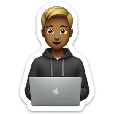 19 y/o boy using a macbook sticker