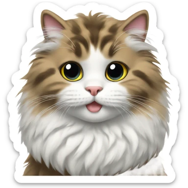 Cat black white fluffy sticker