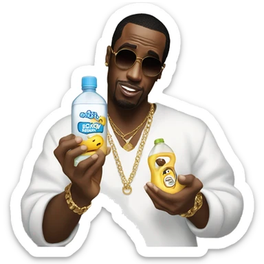 p diddy holding baby oil sticker