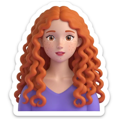 Pretty girl with extremely long curly hair and numerous freckles across her face sticker