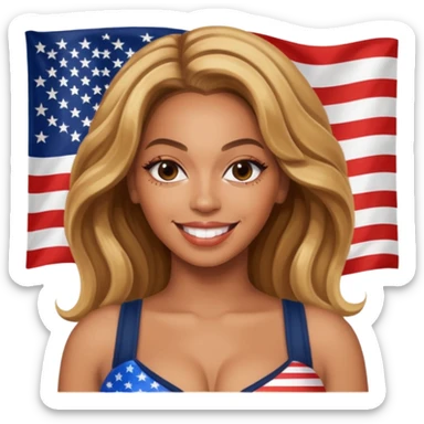 Beyonce with american flag sticker