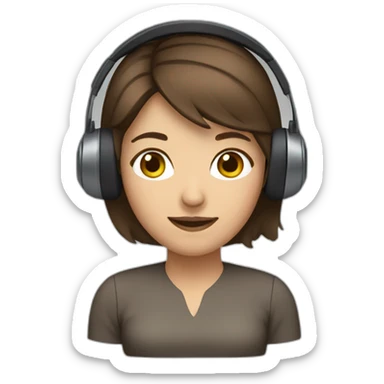 headset woman, brown hair sticker