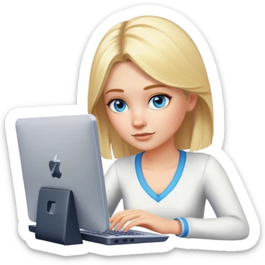Blonde, blue eyed girl playing sims 4 on PC sticker