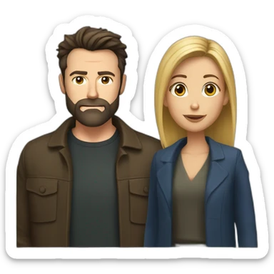 Ben Affleck with full beard and Jenifer Freeman sticker