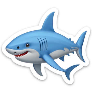 Un tiburón con tres tenis azules sticker