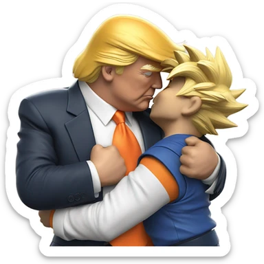 Photo realistic, Donald Trump, kissing Goku at the beach by the pool sticker
