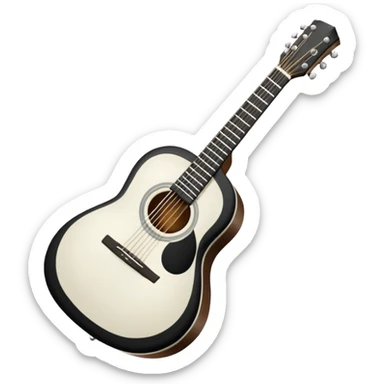 emoji de violão acústico contornado em preto e branco sticker