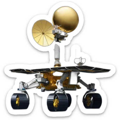 Yutu rover, four-wheeled, small golden Satellite Antenna and two robotic Arms equiped sticker