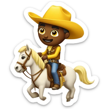 yellow cowboy on horse sticker