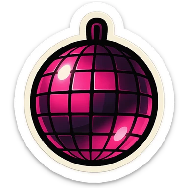retro sticker style disco ball in black and pink, bold outlines, vibrant and fun, BLACKPINK pop star theme sticker