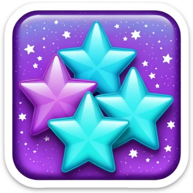 glitter purple and cian 3 stars sticker